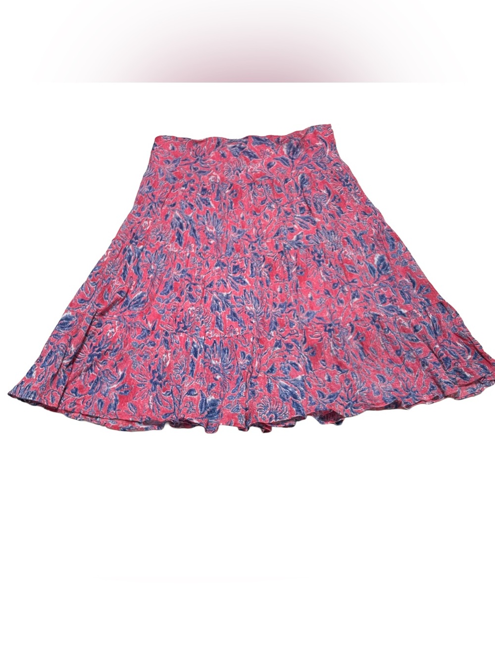 Cotton Pink and Blue Floral Tiered Skirt